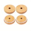 2/4pcs Bamboo Jar Lids With Straw Hole; Reusable Bamboo Jar Lids; Leak Proof Glass Canning Drinking Storage Jars; Canning Lids With Silicone Ring For