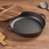 Uncoated Frying Pan with Dual Handles and Wooden Lid(AMZ Shipping)