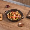 Uncoated Frying Pan with Dual Handles and Wooden Lid(AMZ Shipping)